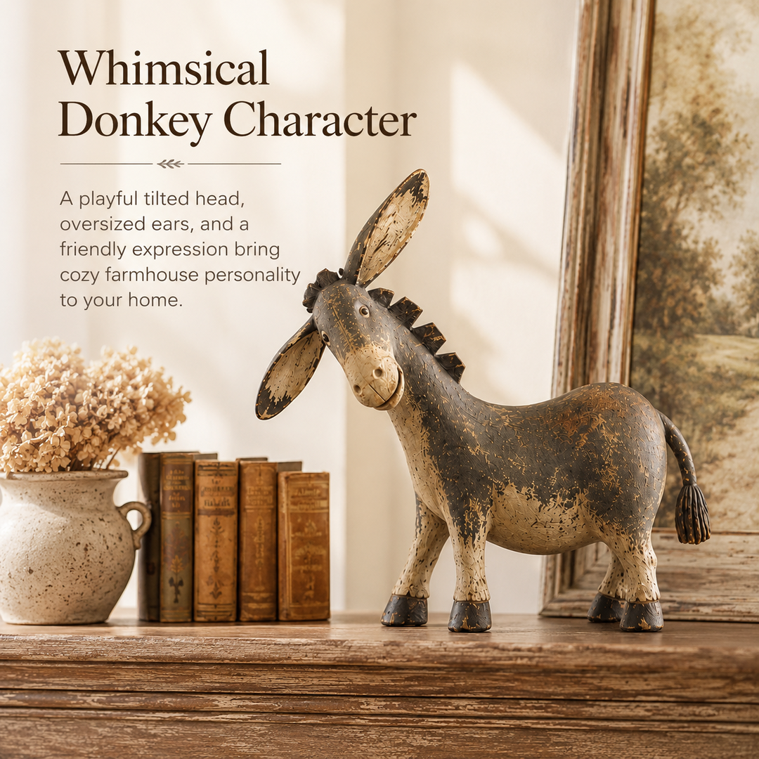 🫏 Figurine d’Âne Rustique pour Décoration de Ferme