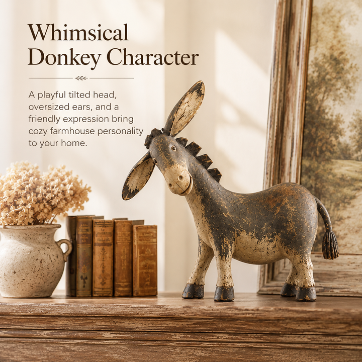 🫏 Figurine d’Âne Rustique pour Décoration de Ferme