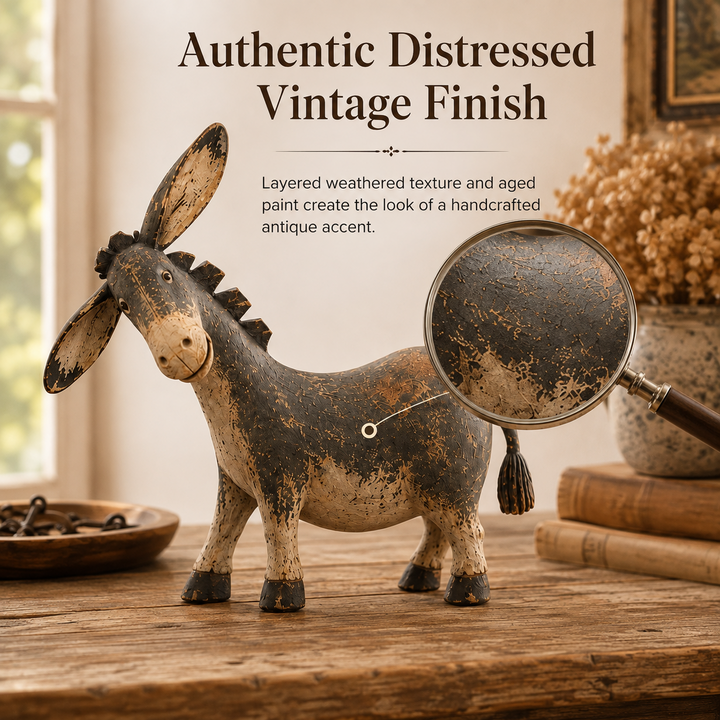 🫏 Figurine d’Âne Rustique pour Décoration de Ferme