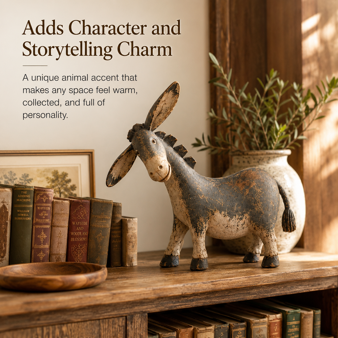🫏 Figurine d’Âne Rustique pour Décoration de Ferme