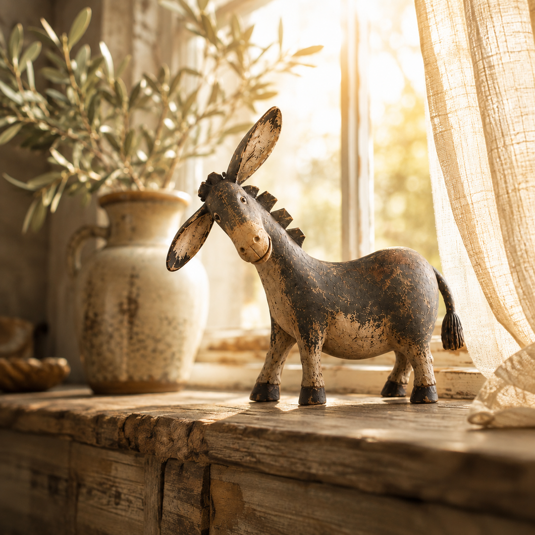 🫏 Figurine d’Âne Rustique pour Décoration de Ferme