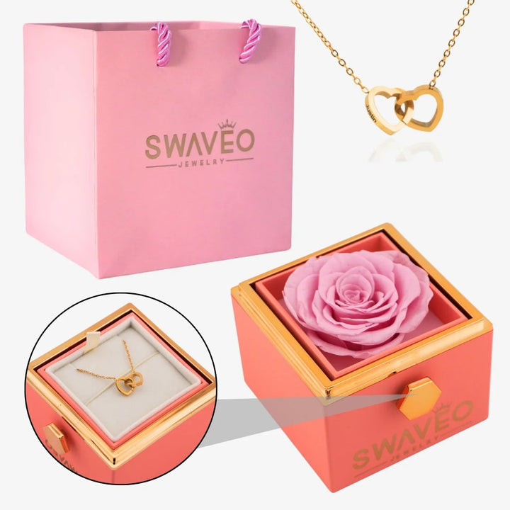 Coffret Rose Éternelle avec Collier Gravé