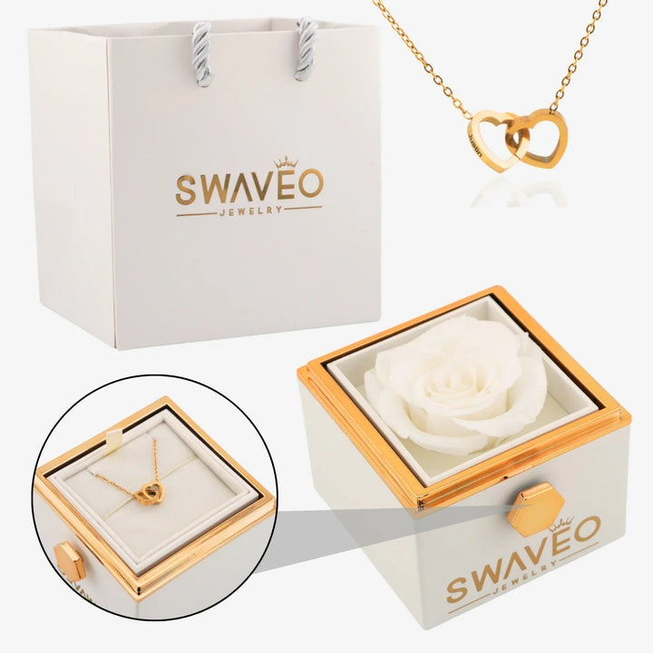 Coffret Rose Éternelle avec Collier Gravé