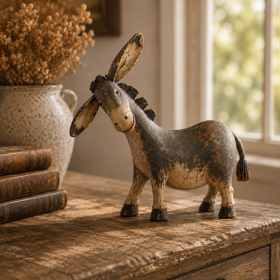 🫏 Figurine d’Âne Rustique pour Décoration de Ferme