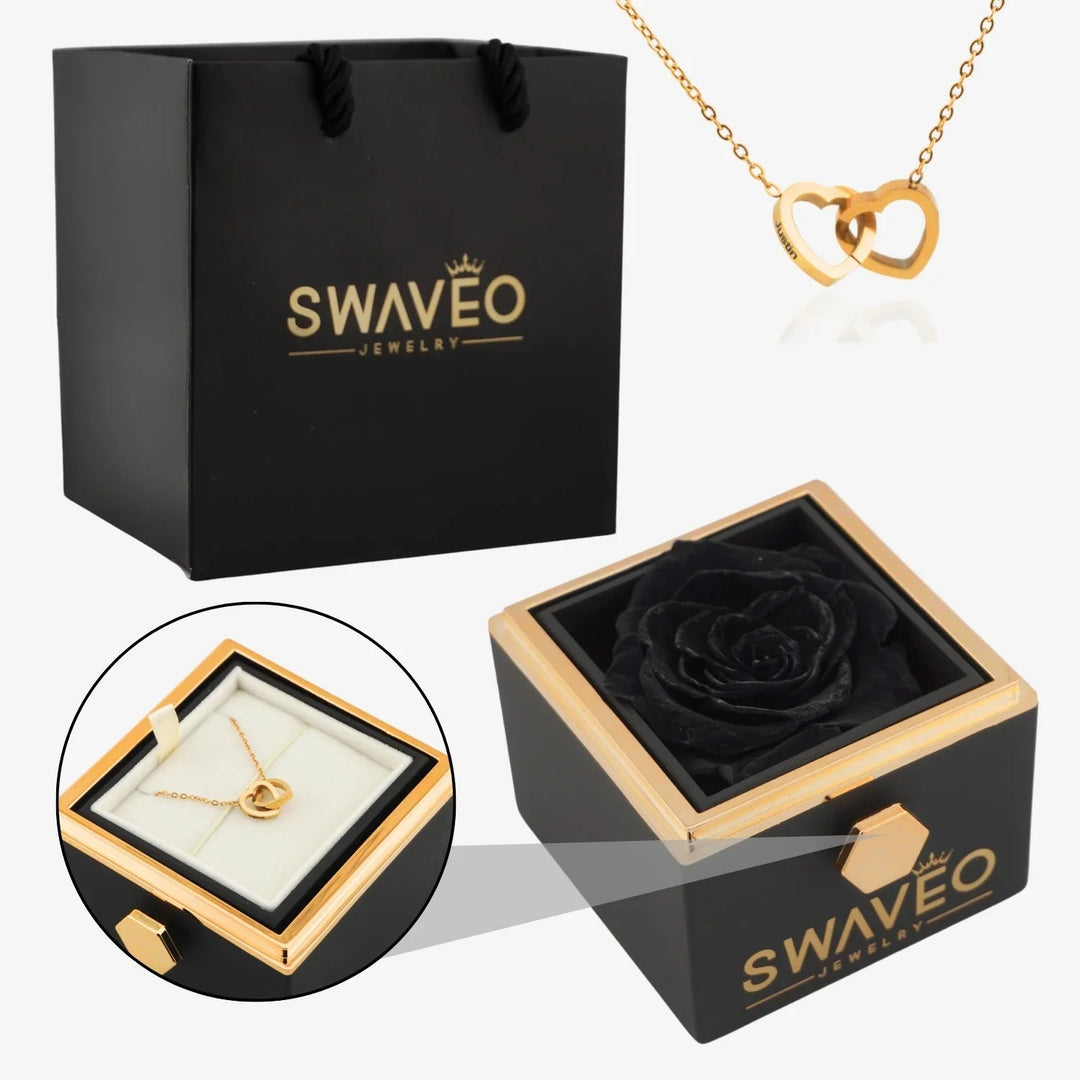 Coffret Rose Éternelle avec Collier Gravé