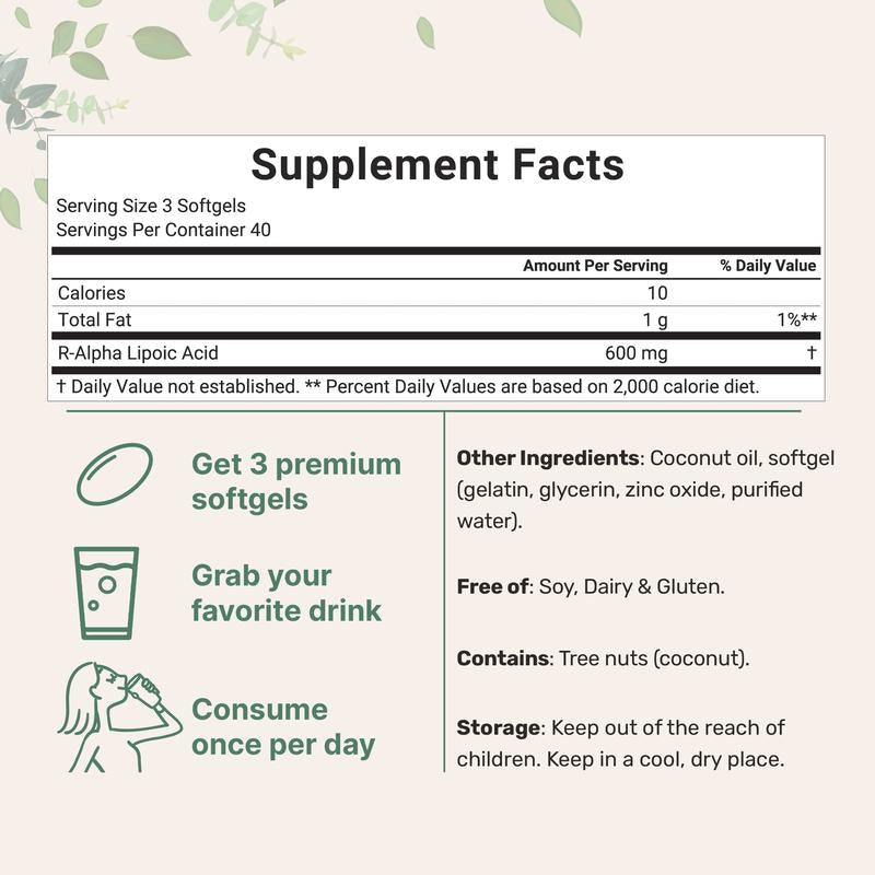 Stabilized R-ALA 600mg - Advanced Nerve Support for Burning, Tingling & Numbness