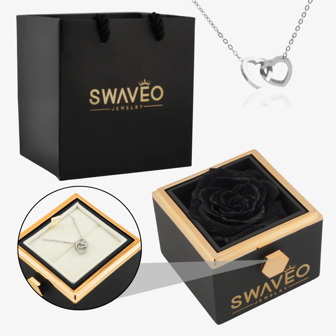 Coffret Rose Éternelle avec Collier Gravé