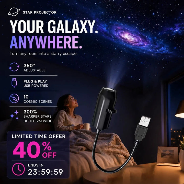 ✨ Projecteur HD Ciel Étoilé – Plug & Play 🌌