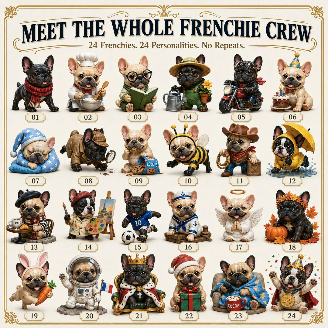🐶 Calendrier de l’Avent Bouledogue Français 24 Jours – 24 Frenchies Uniques à Collectionner 🎄