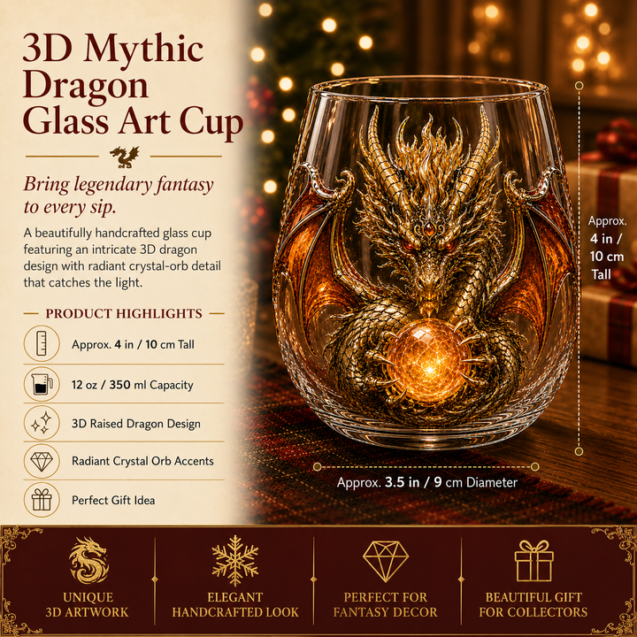 🐉✨ Verre Dragon Mythique 3D – Verre Fantasy en Relief pour Whisky & Décoration 🎁