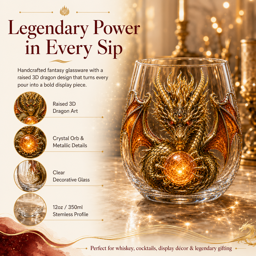 🐉✨ Verre Dragon Mythique 3D – Verre Fantasy en Relief pour Whisky & Décoration 🎁