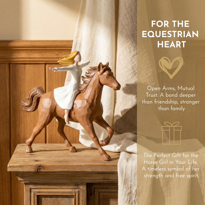 Figurine artisanale en résine – Jeune fille à cheval