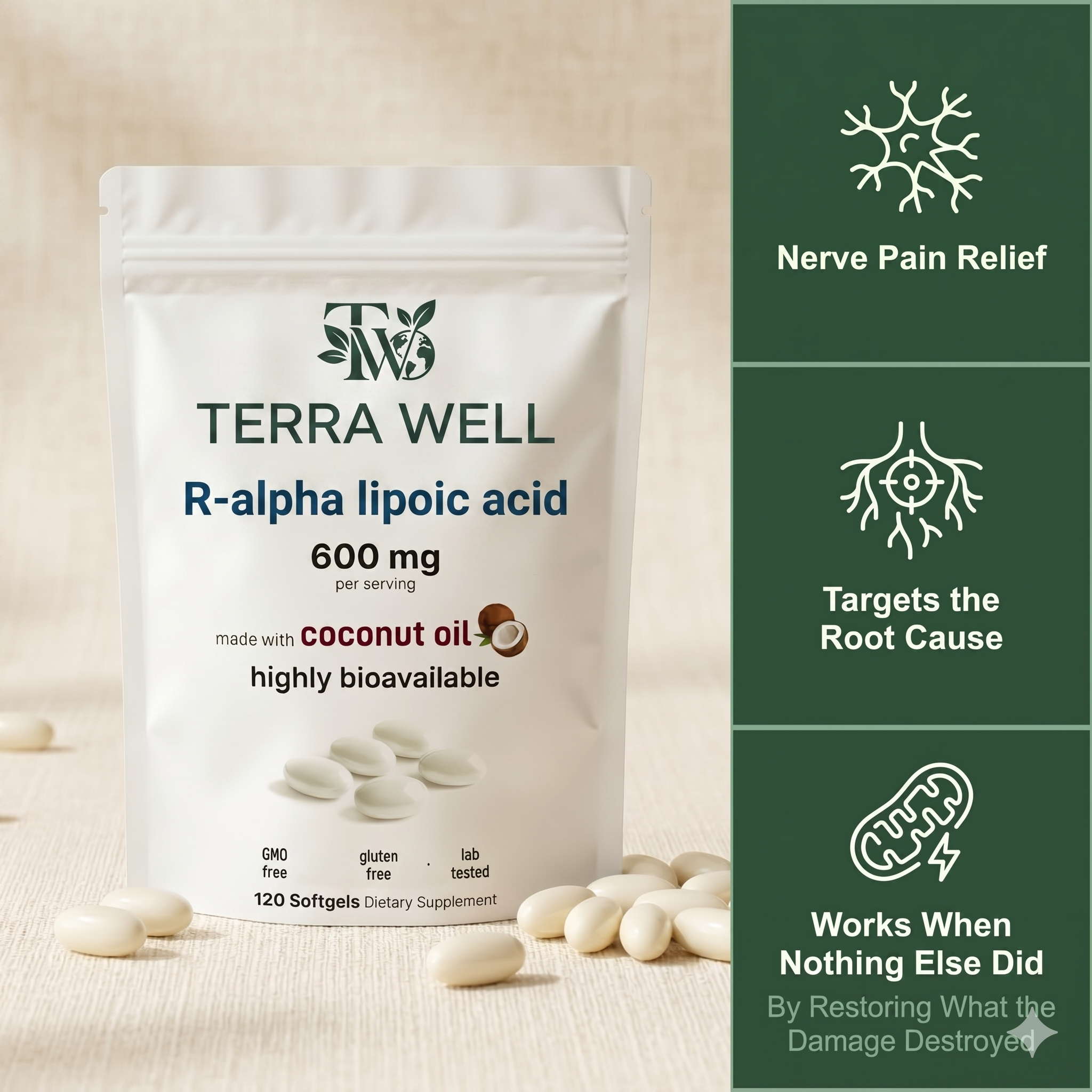 Stabilized R-ALA 600mg - Advanced Nerve Support for Burning, Tingling & Numbness