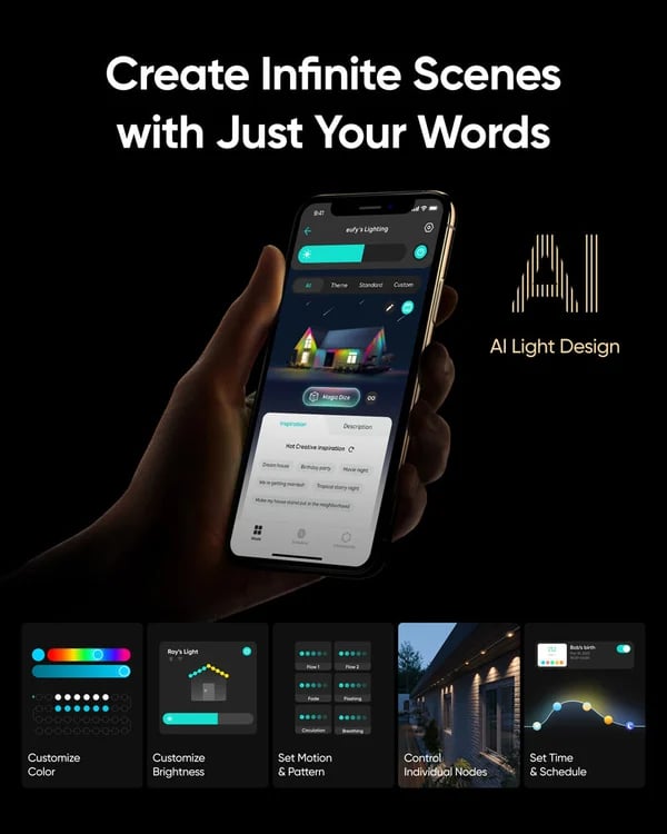 Éclairage LED extérieur intelligent arc-en-ciel permanent ✨