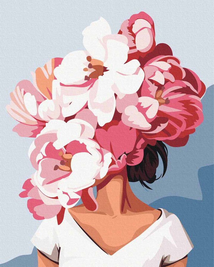 🌸 Fleur Rose dans les Cheveux | Peinture par Numéros 🎨