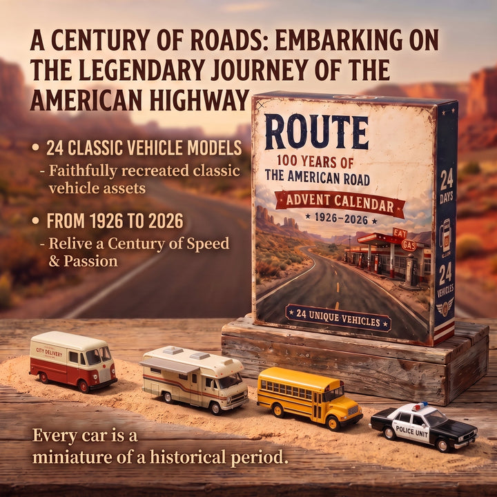 🛣️ Calendrier de l’Avent Route 66 – 24 Jours de Légendes Américaines | Édition Collector 1926–2026 🚗
