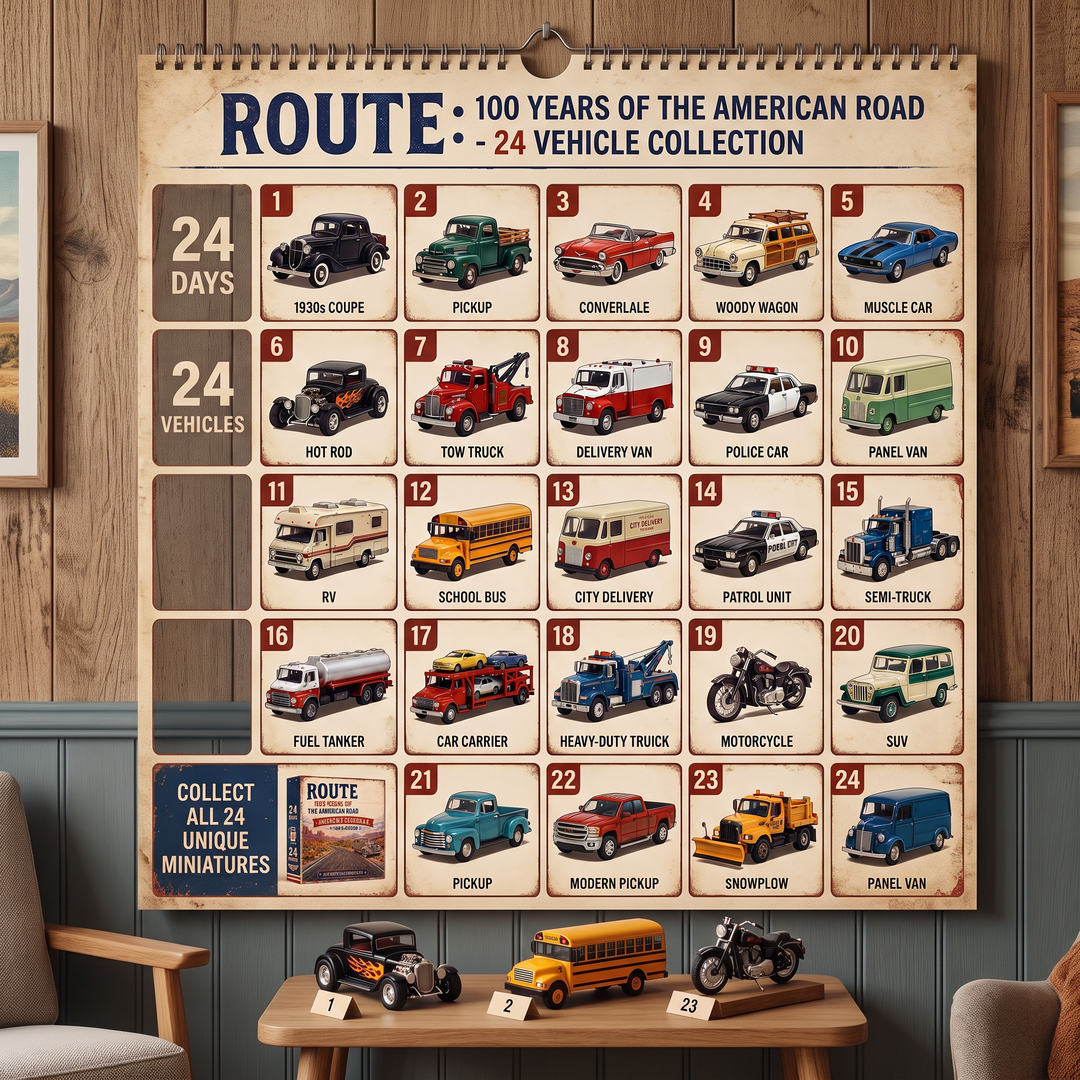 🛣️ Calendrier de l’Avent Route 66 – 24 Jours de Légendes Américaines | Édition Collector 1926–2026 🚗