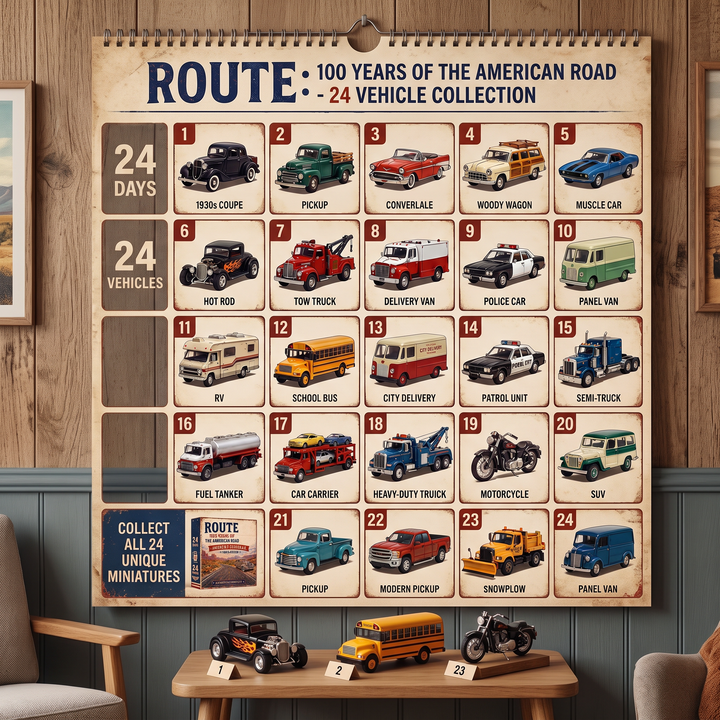 🛣️ Calendrier de l’Avent Route 66 – 24 Jours de Légendes Américaines | Édition Collector 1926–2026 🚗